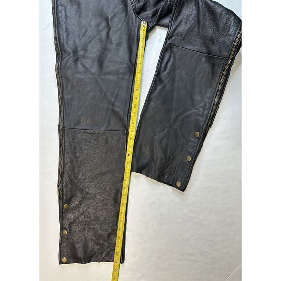 USA Bikers Over Pants Men 36x29 Black Genuine Leather Motorcycle Zipper *Smaller - Picture 5 of 10